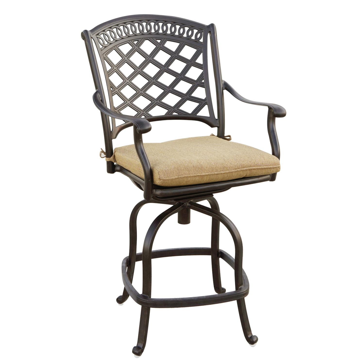 Darlee 201030-9PC-88WCH Sedona 9 Piece Cast Aluminum Patio Bar Set W/ 60 Inch Square Counter Height & Sesame Cushions - Bar Stool thumbnail