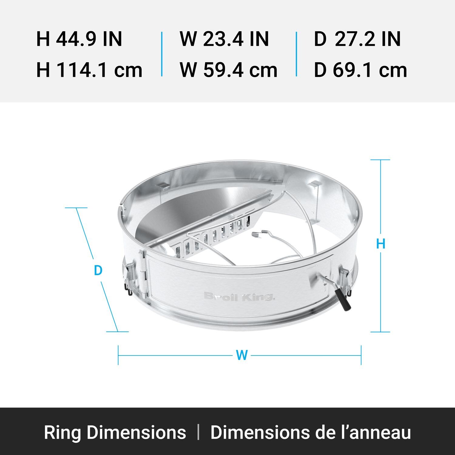 Broil King Kettle 22-in Stainless Steel Culinary Ring Extension Kit - Dimensions thumbnail