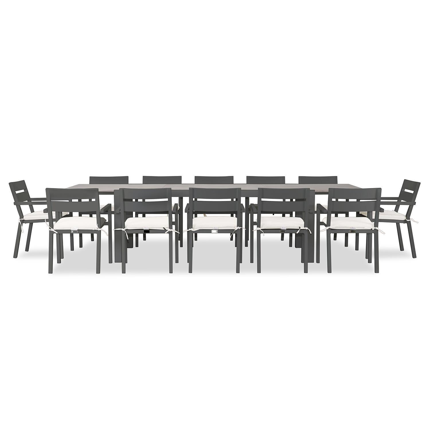Calm Bay 13 Pc Extendable Dining Set in Slate/Canvas Natural by Lakeview - White Background 3 thumbnail