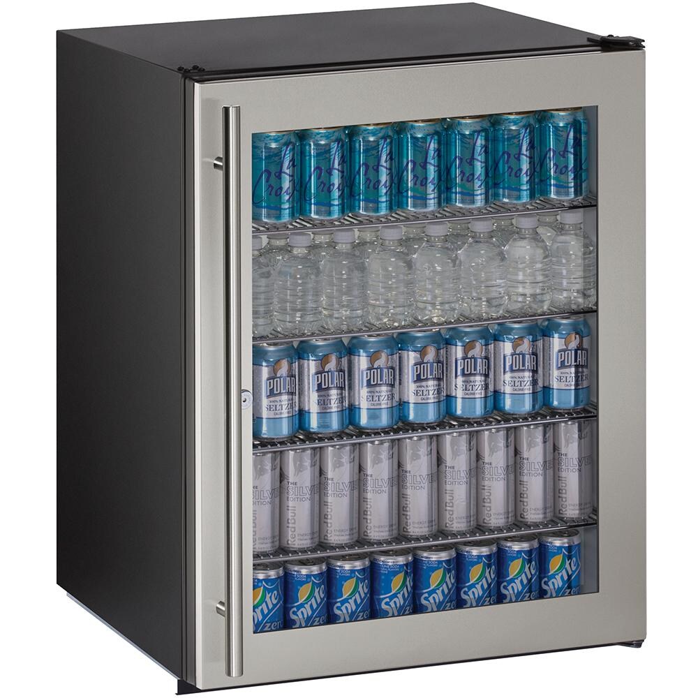 U-Line ADA Series 24-Inch 5.4 Cu. Ft. Built-In ADA Compliant Refrigerator With Glass Door And Lock - Stainless Steel - U-ADA24RGLS-13B