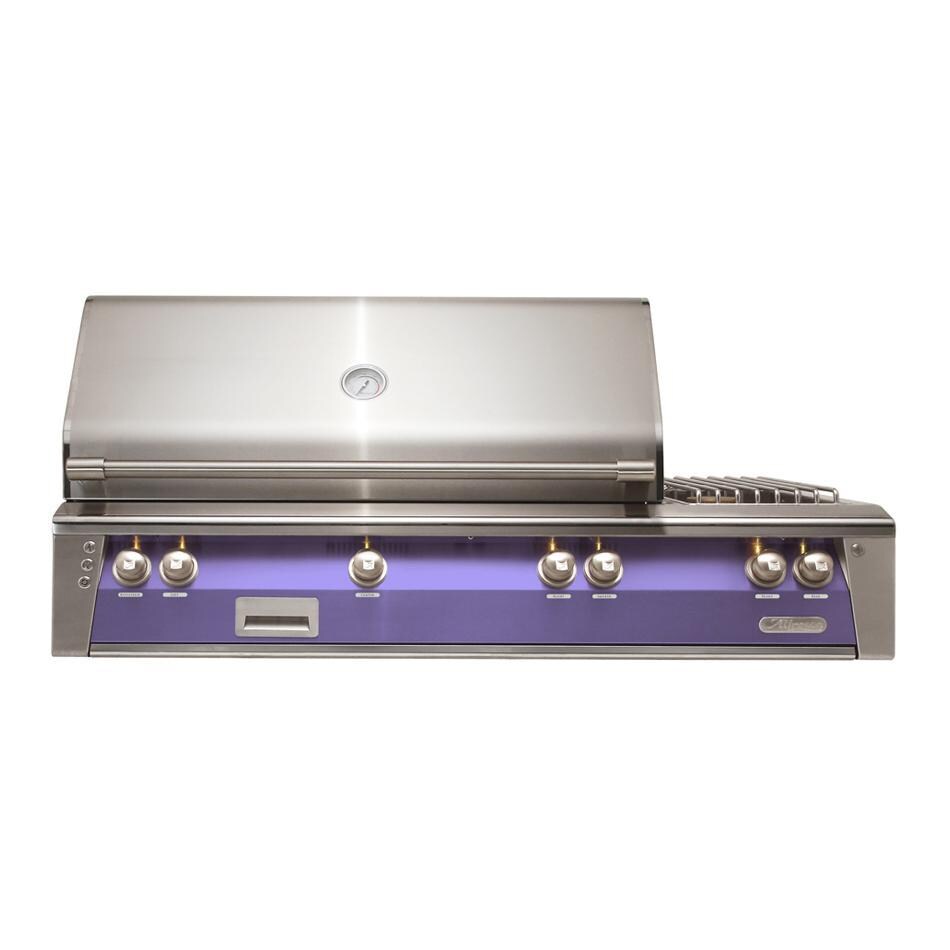 Alfresco ALXE 56-Inch Built-In Propane Deluxe Grill With Sear Zone, Rotisserie, And Side Burner in Blue Lilac - ALXE-56SZ-LP-S4005