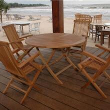 Anderson Teak Bahama Classic 4-Person Teak Patio Dining Set With Folding Table And Chairs
