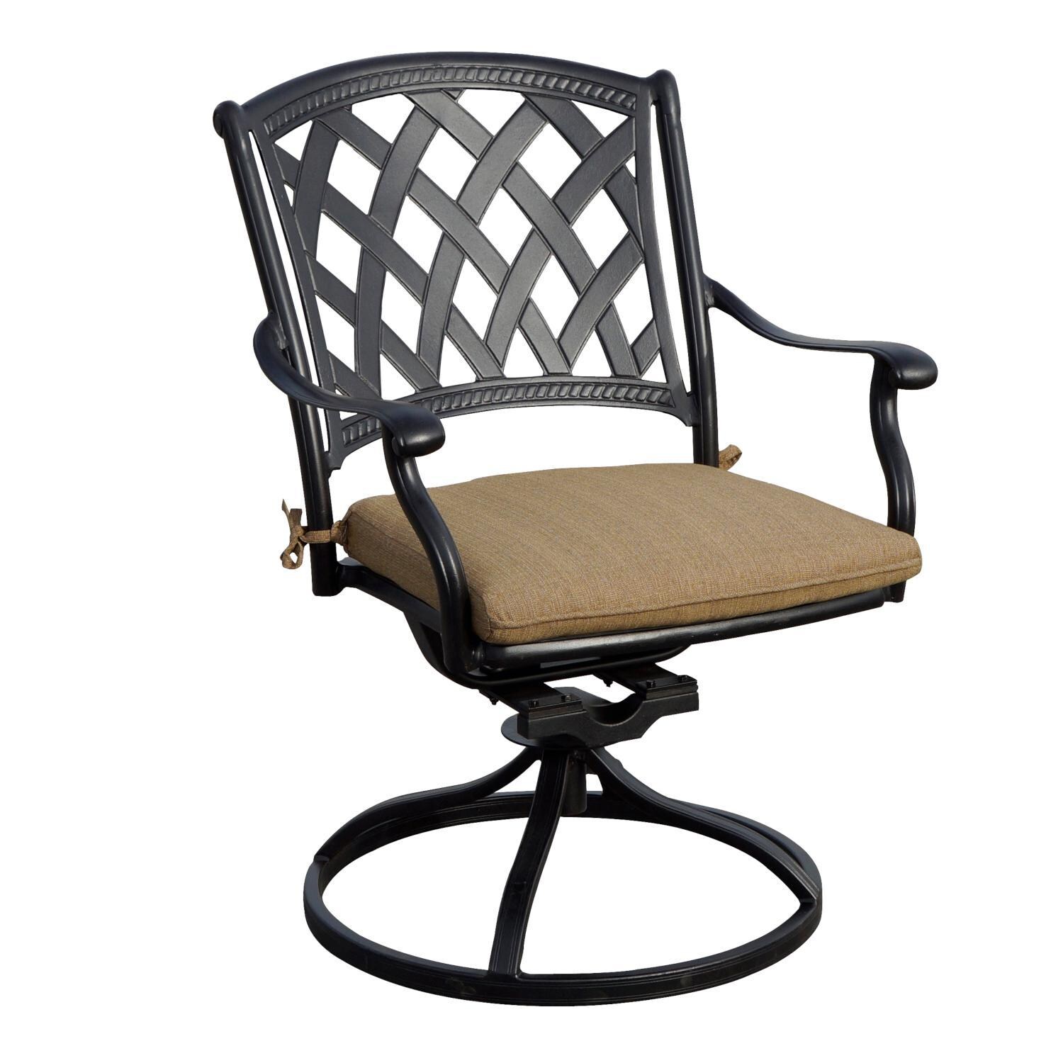 Darlee 201630-11PC-30LE Ocean View 11 Piece Cast Aluminum Patio Dining Set W/ 92 X 42 Inch Rectangular Extension Table & Sesame Cushions - Swivel Rocker Dining Chair thumbnail