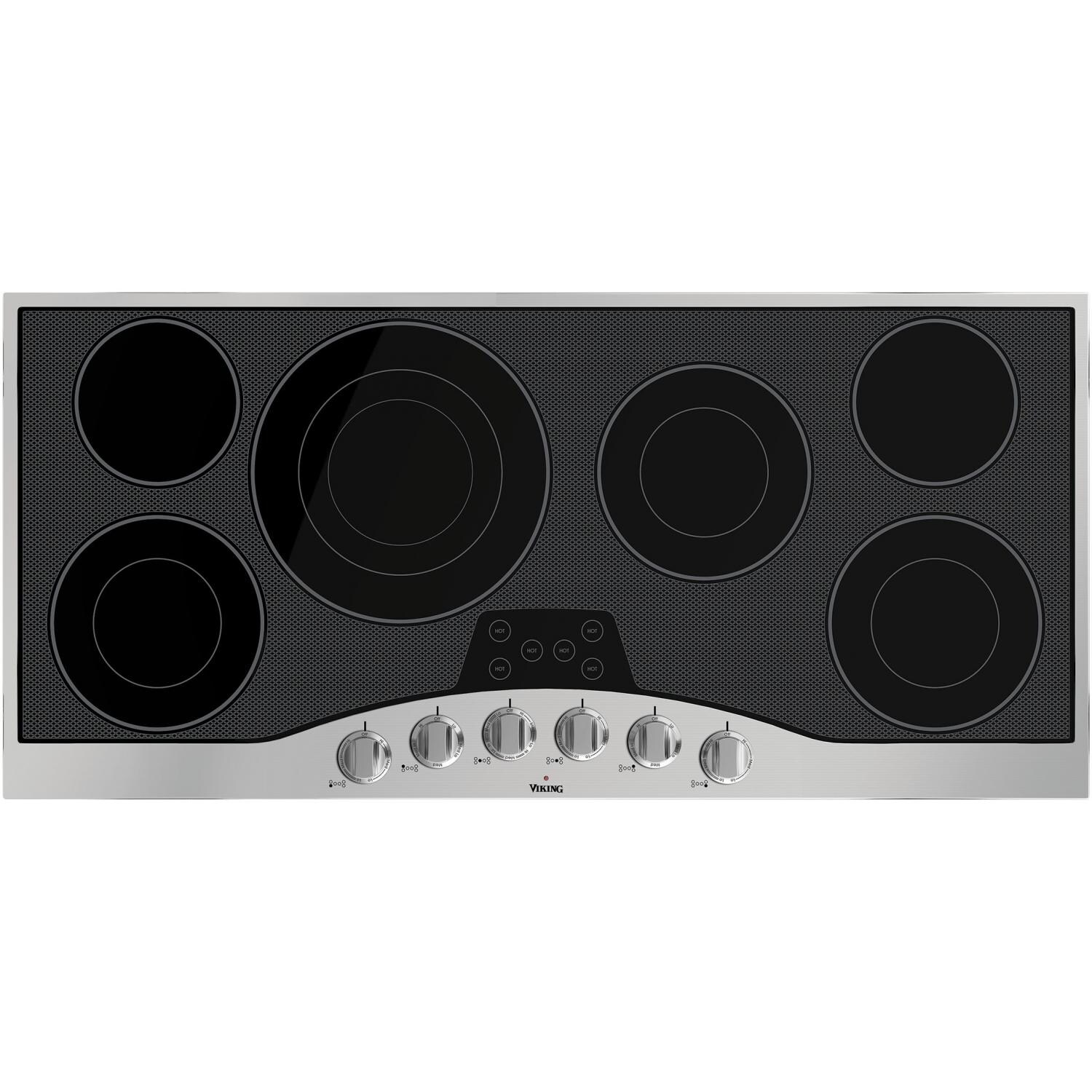 Viking 45-Inch 6-Burner Drop-In Electric Cooktop - Stainless Steel And Black - RVEC3456BSB thumbnail