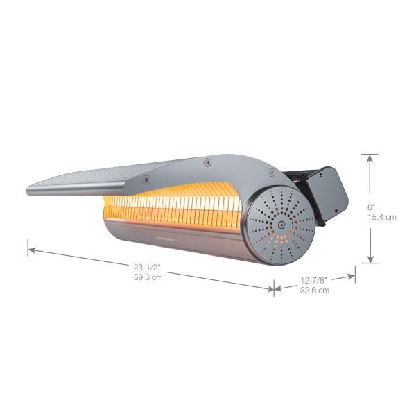 Dimplex DSH Series Infrared Electric Heater, Ceiling Mount Bracket & Permanent Floor Stand - Heater Dimensions