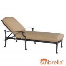 Bocage Cast Aluminum Patio Chaise Lounge W/ Sunbrella Heather Beige Cushion By Lakeview Outdoor Designs image