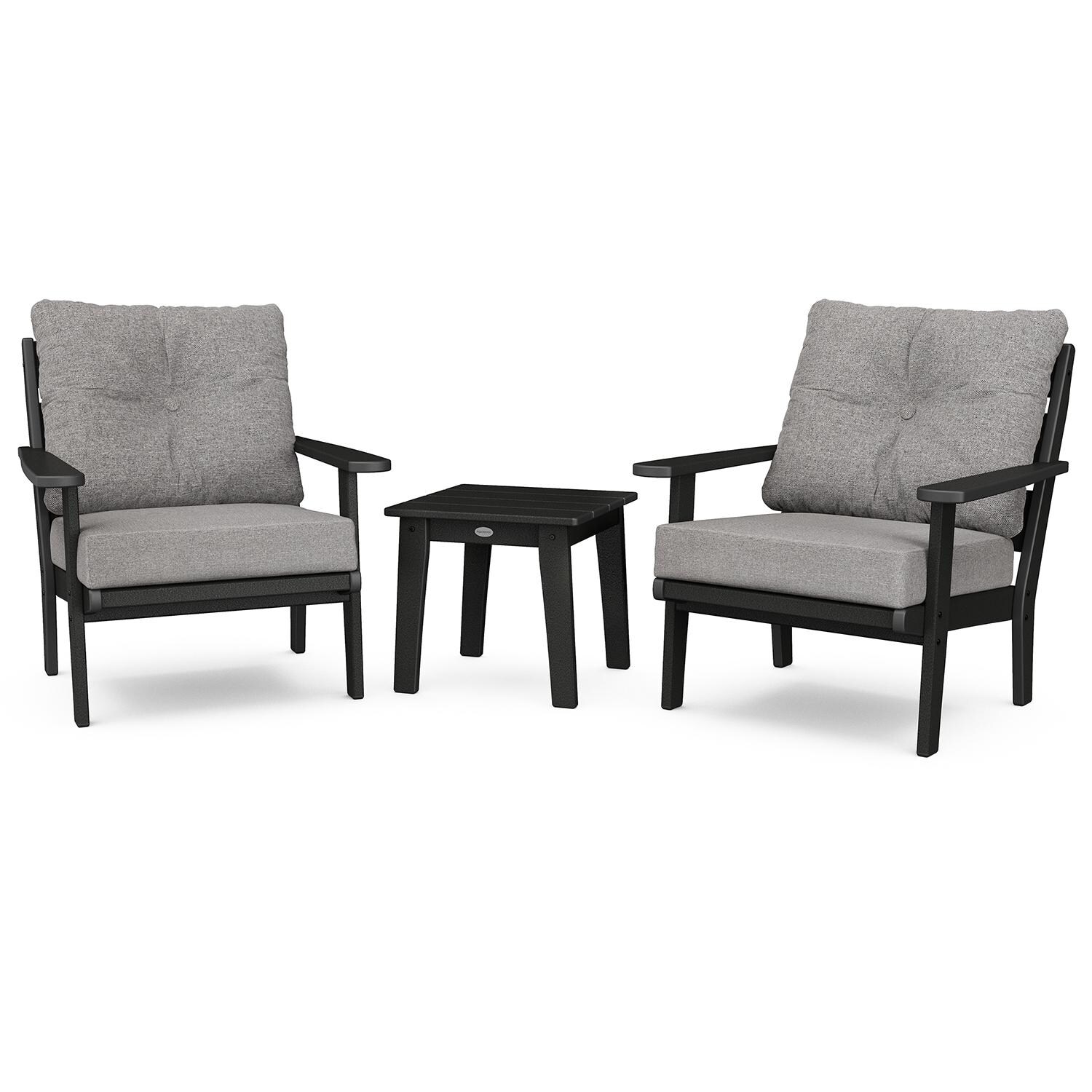 POLYWOOD PWS518-2-BL145980 Lakeside 3-Piece Deep Seating Chair Set - Black / Grey Mist thumbnail