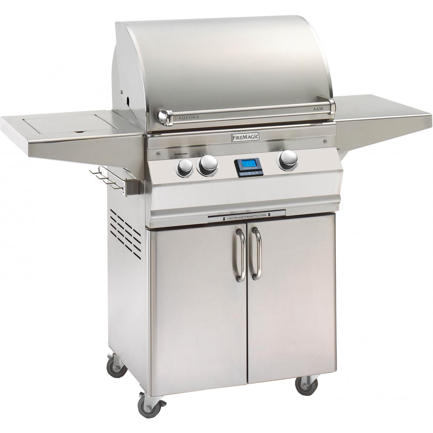 Fire Magic Aurora A430s Natural Gas BBQ Grill With Single Side Burner And One Infrared Burner On Cart - A430s-5L1N-62