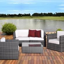 Atlantic Metz 4-Person Resin Wicker Patio Sectional Set image