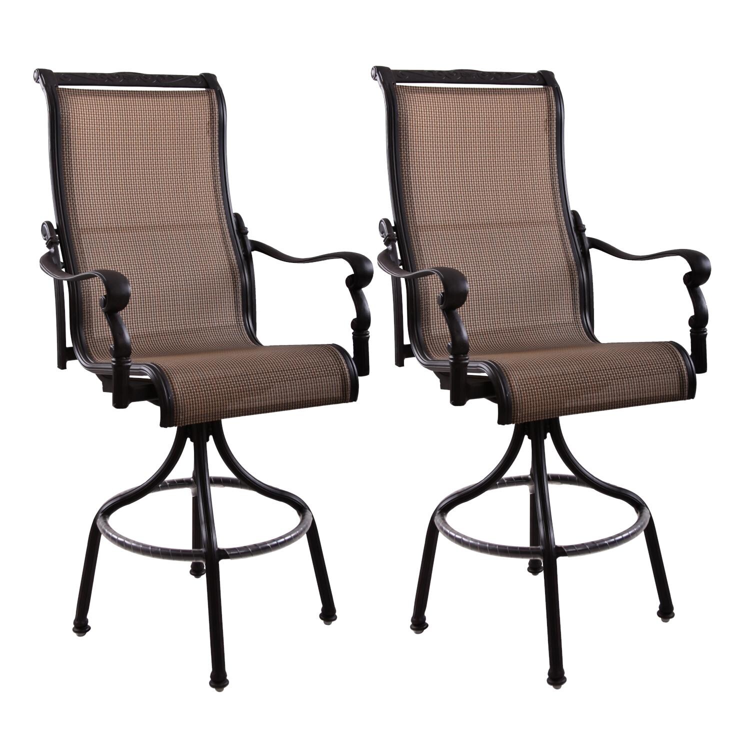 Darlee 301110-7-2 Monterey 2 Piece Cast Aluminum Sling Patio Swivel Bar Stool Set thumbnail