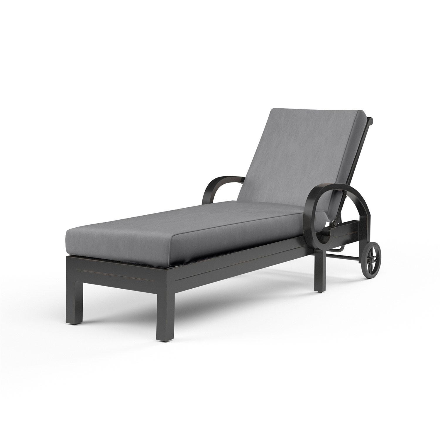 Monterey Aluminum Patio Chaise Lounge in Canvas Granite w/ Self Welt By Sunset West - Display - White Background thumbnail