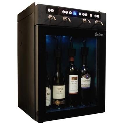 Vinotemp 4 Bottle Wine Dispenser - Glass Door / Black Cabinet - VT-WINEDISP4