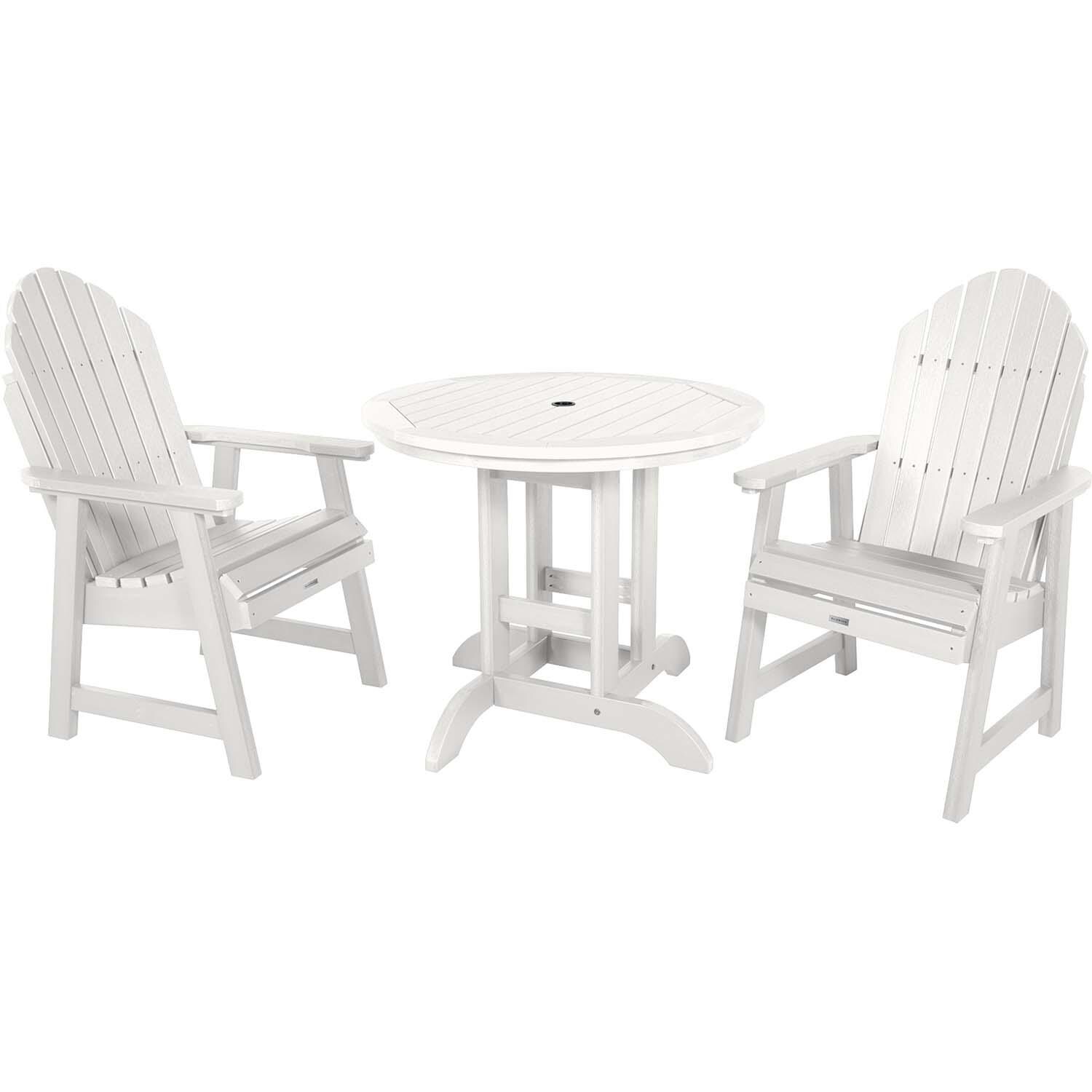 Dream Bay 3 Pc Recycled Plastic Round Dining Set in White By Lakeview Outdoor Designs - White Background thumbnail