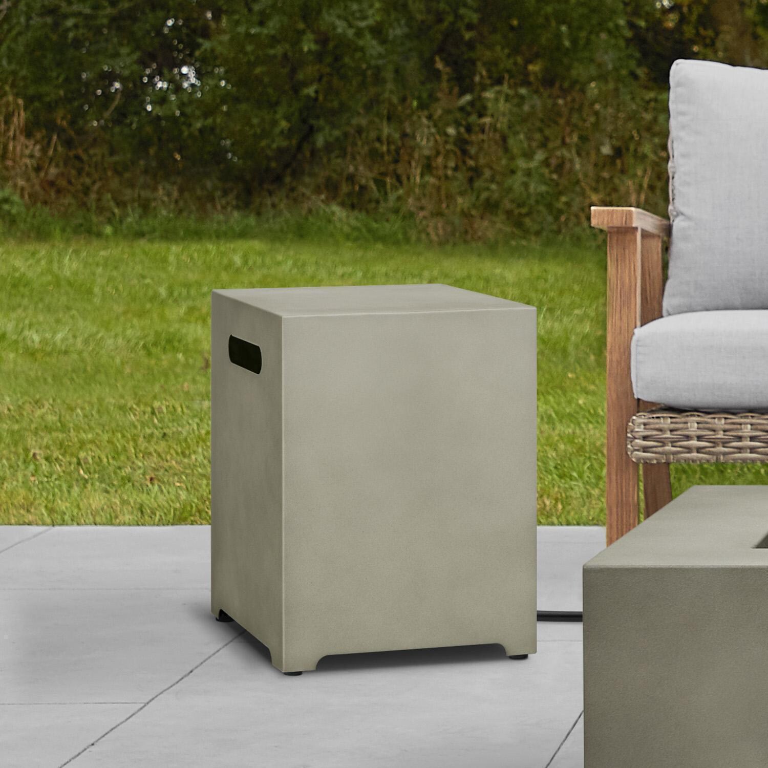 4 Pc Powder Coated Steel Propane Tank Cover in Mist Gray by Lakeview - Outside - Lifestyle thumbnail