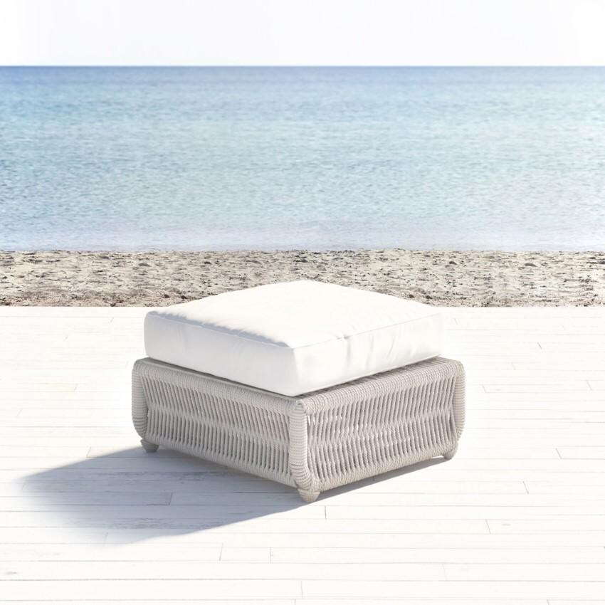 Dana Woven Rope Ottoman w/ Self Welt in Natural/Canvas Granite by Sunset West - Ottoman Shown in Canvas Skyline- Lifestyle thumbnail