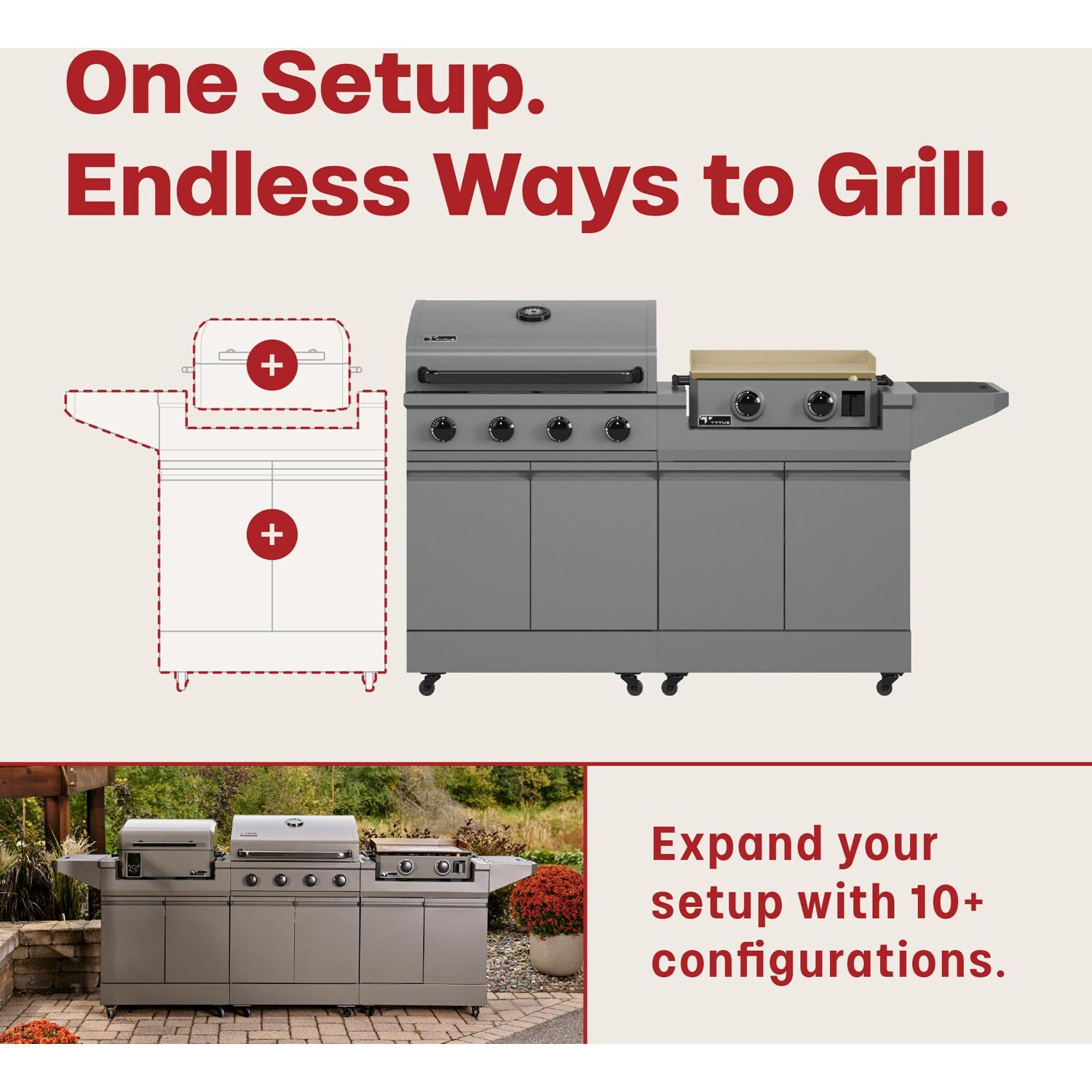 TYTUS TDT-BUN-013 Modular Duo w/ 4-Burner Gas Grill & 2-Burner Gas Griddle - Modular Setup - Detail thumbnail