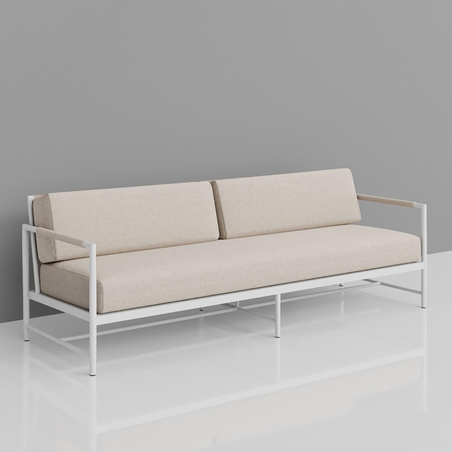 Sabbia Woven Rope Sofa in White/Echo Ash by Sunset West