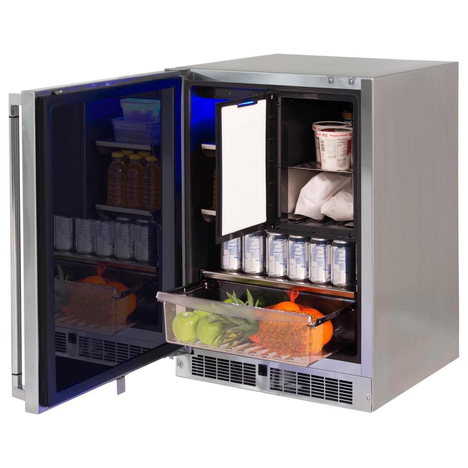 Lynx LN24REFCL 24-Inch Left Hinge Stainless Steel Outdoor Refrigerator Freezer - Drawer Open thumbnail