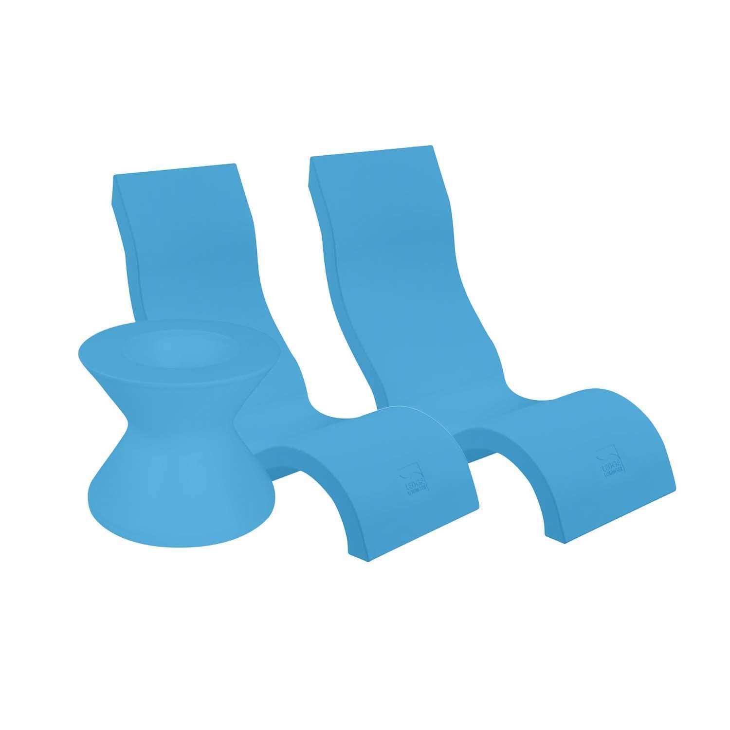 Ledge Lounger Signature Chair (Set of 2) W/Tall Ice Bin Side Table - Light Blue - White Background thumbnail