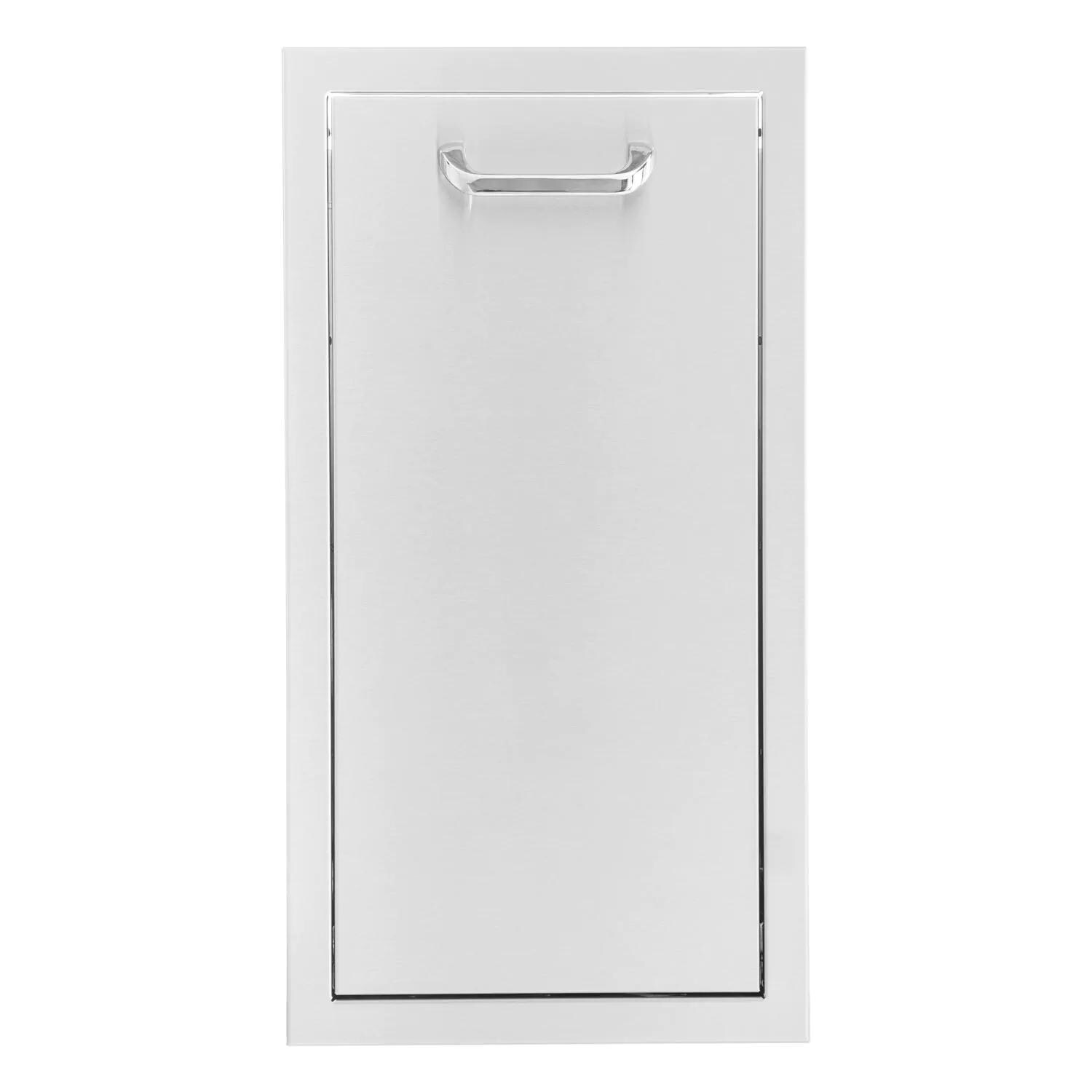 BBQGuys Signature 13-in Contempo/Traditional Stainless Steel Narrow Roll-Out Trash Bin - Traditional - White Background