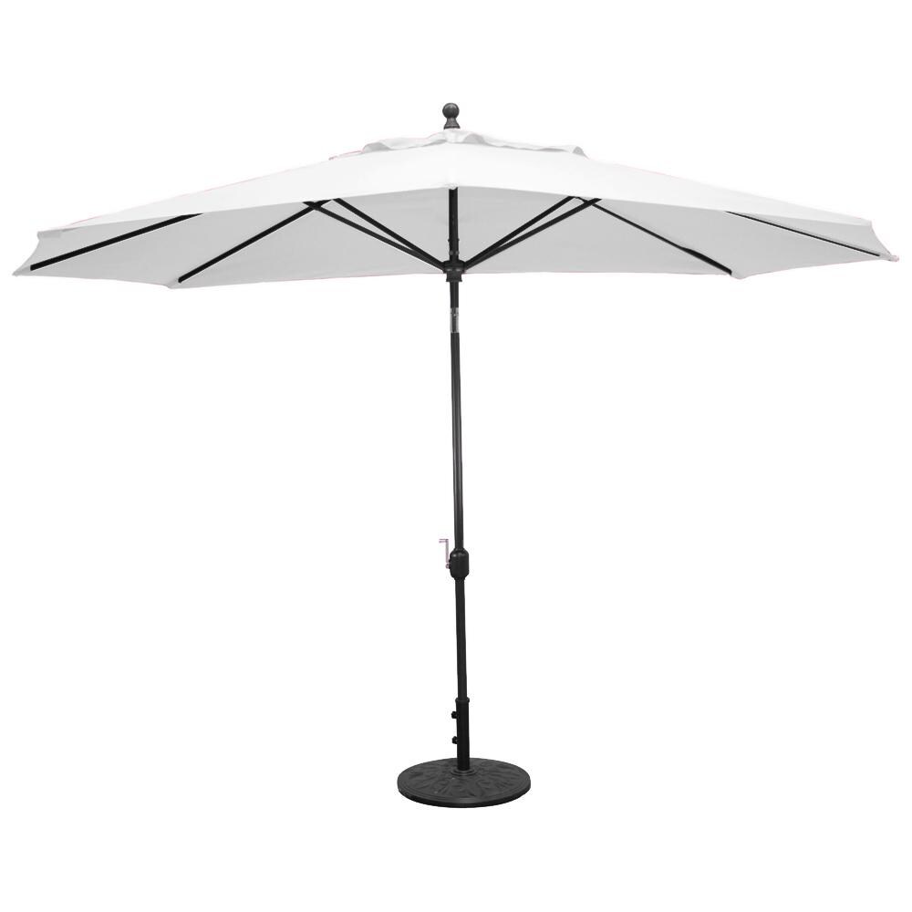 Galtech 11 X 8 Ft. Oval Aluminum Patio Umbrella W/ Crank Lift & Deluxe Auto Tilt - Black Frame W/ Natural Sunbrella Fabric (Umbrella Base Not Included) thumbnail