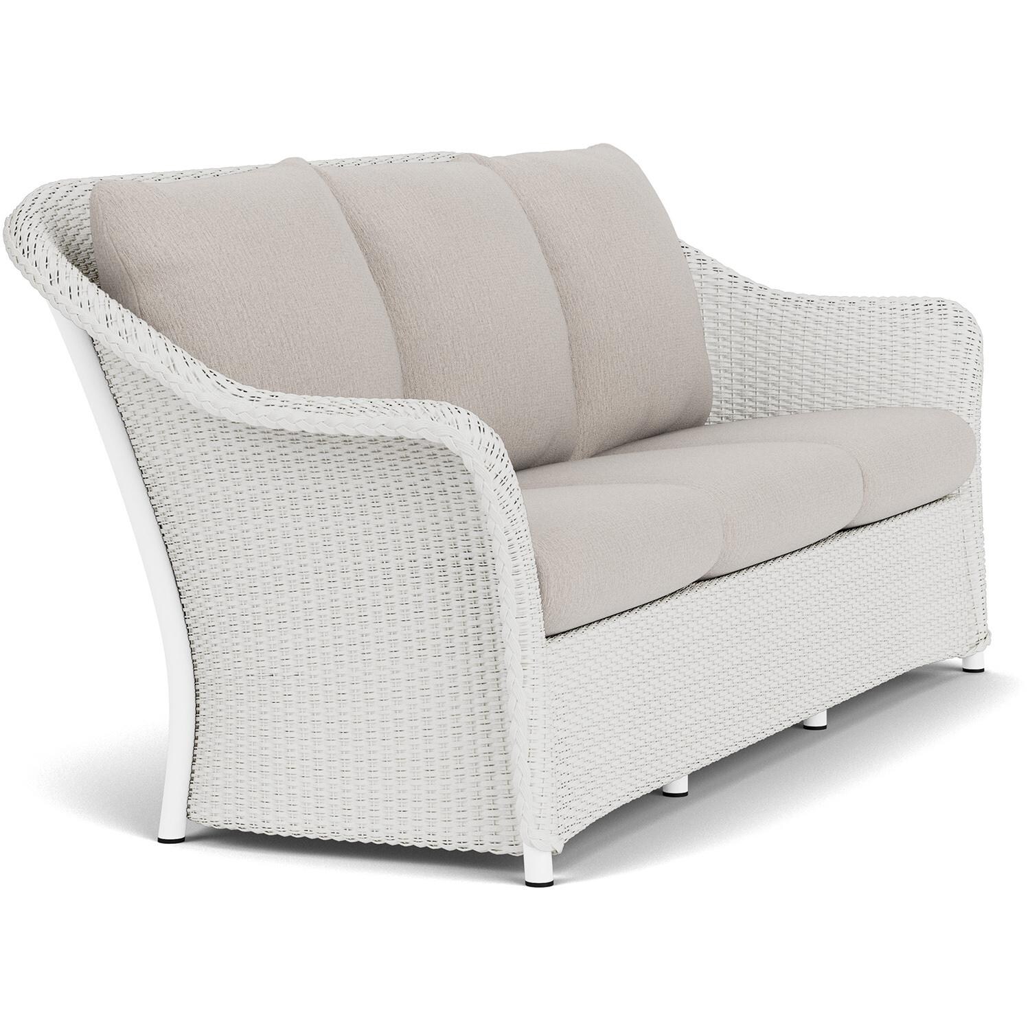 Lloyd Flanders Weekend Retreat Sofa in Matte White Finish W/ Remy Cloud Fabric - Angled thumbnail