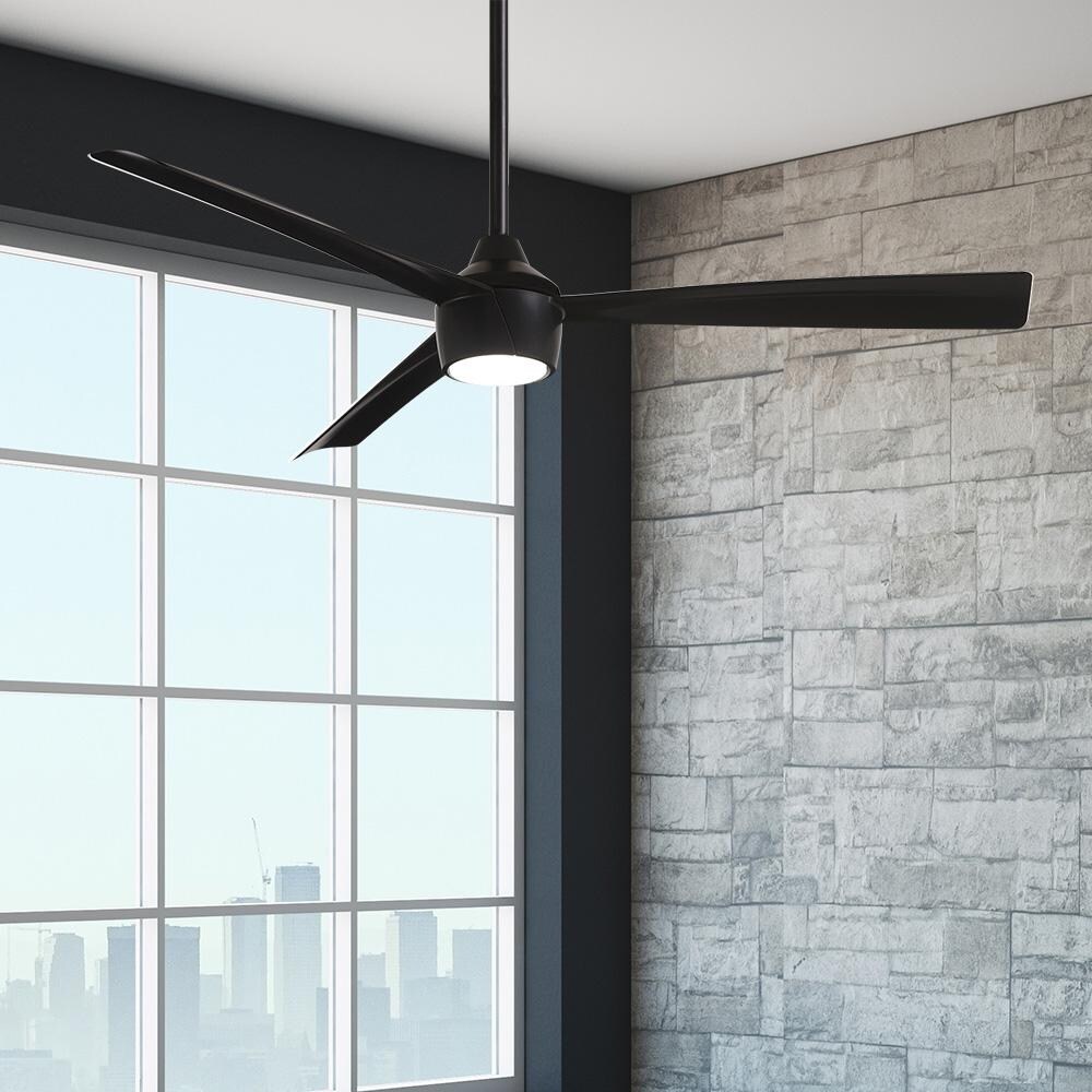 Minka-Aire Skinnie 56-Inch 3-Blade LED Ceiling Fan in Coal Finish W/ Coal Blades & Etched Lens - F626L-CL