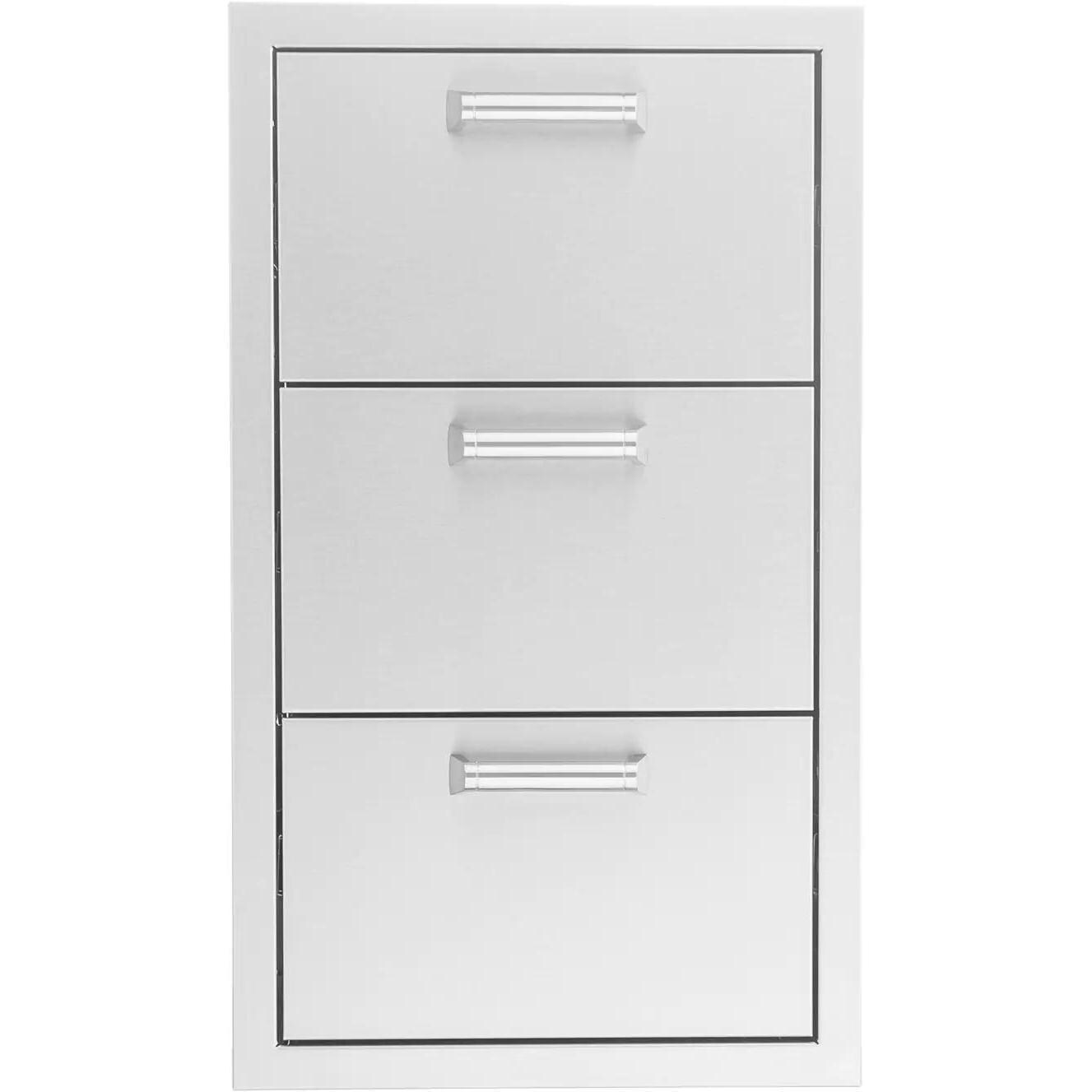 BBQGuys Signature 16-Inch Stainless Steel Triple Access Drawer - Drawer - White Background thumbnail
