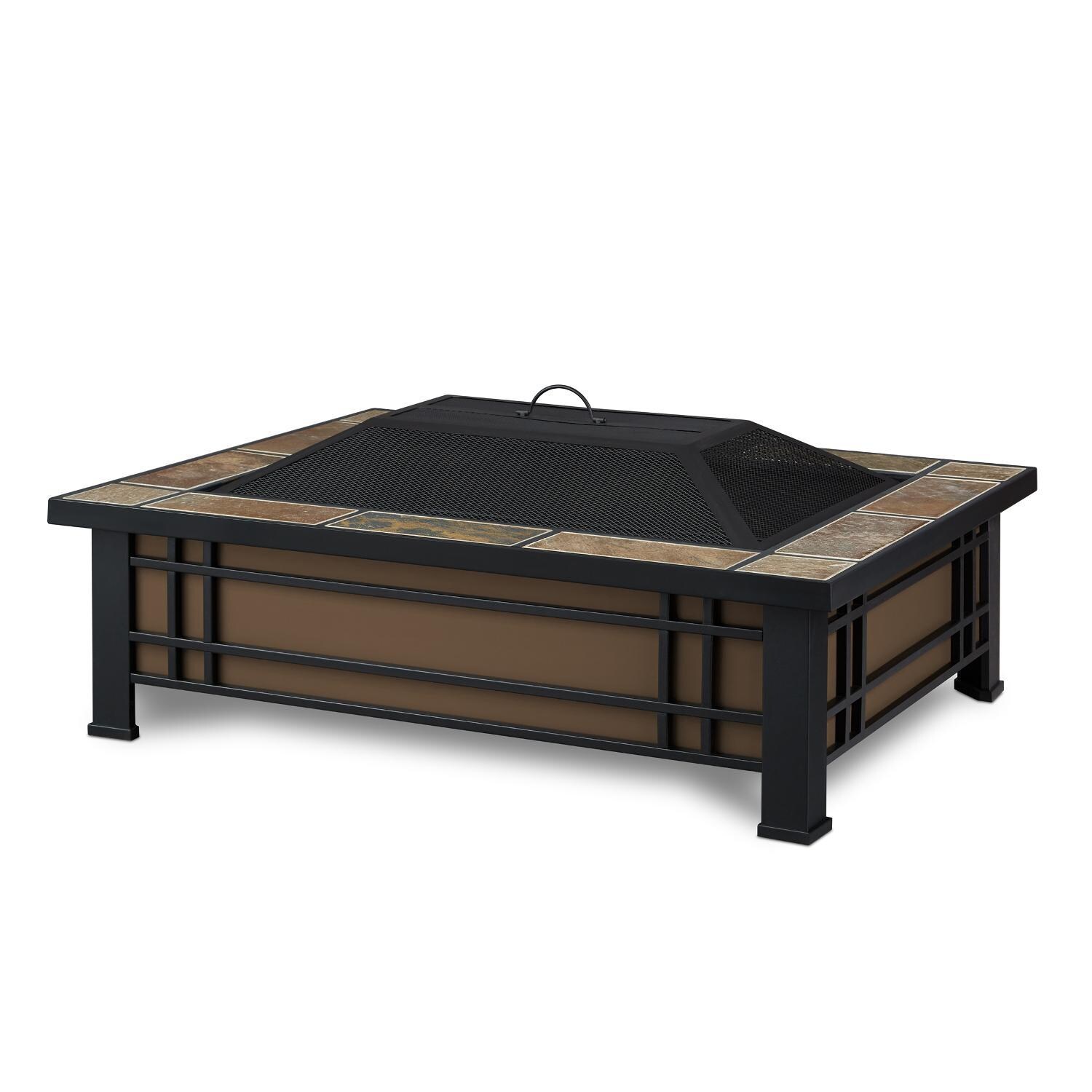 Lakeview Outdoor Designs SC-946-NST Woodlake 43-Inch Rectangle Wood Burning Fire Pit - Black