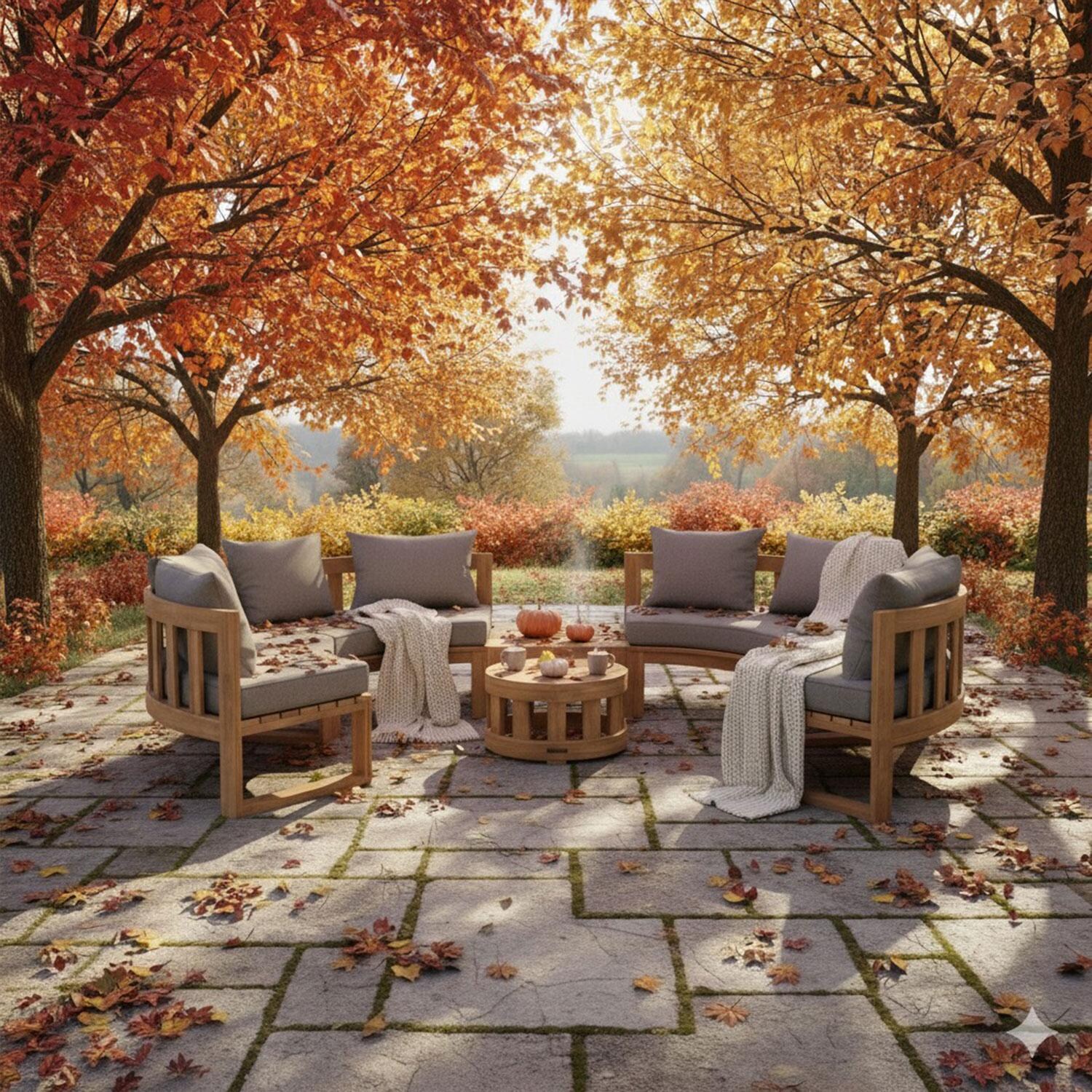 St. Charles 8 Person Teak Seating Set w/ End Table in Cast Slate by Lakeview Outdoor Designs