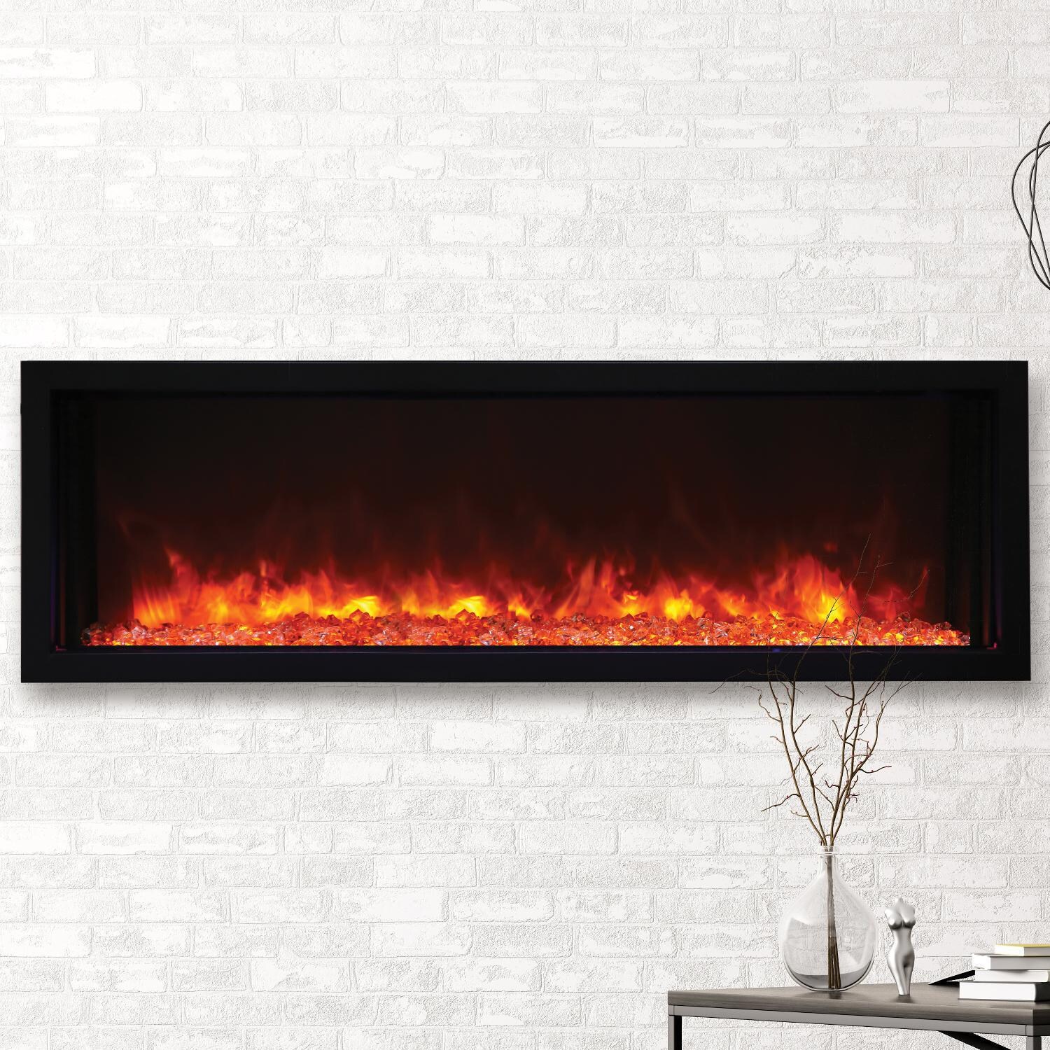 Amantii Panorama Series Extra Slim Smart 50-Inch Built-In Electric Fireplace - Indoor/Outdoor - BI-50-XTRASLIM