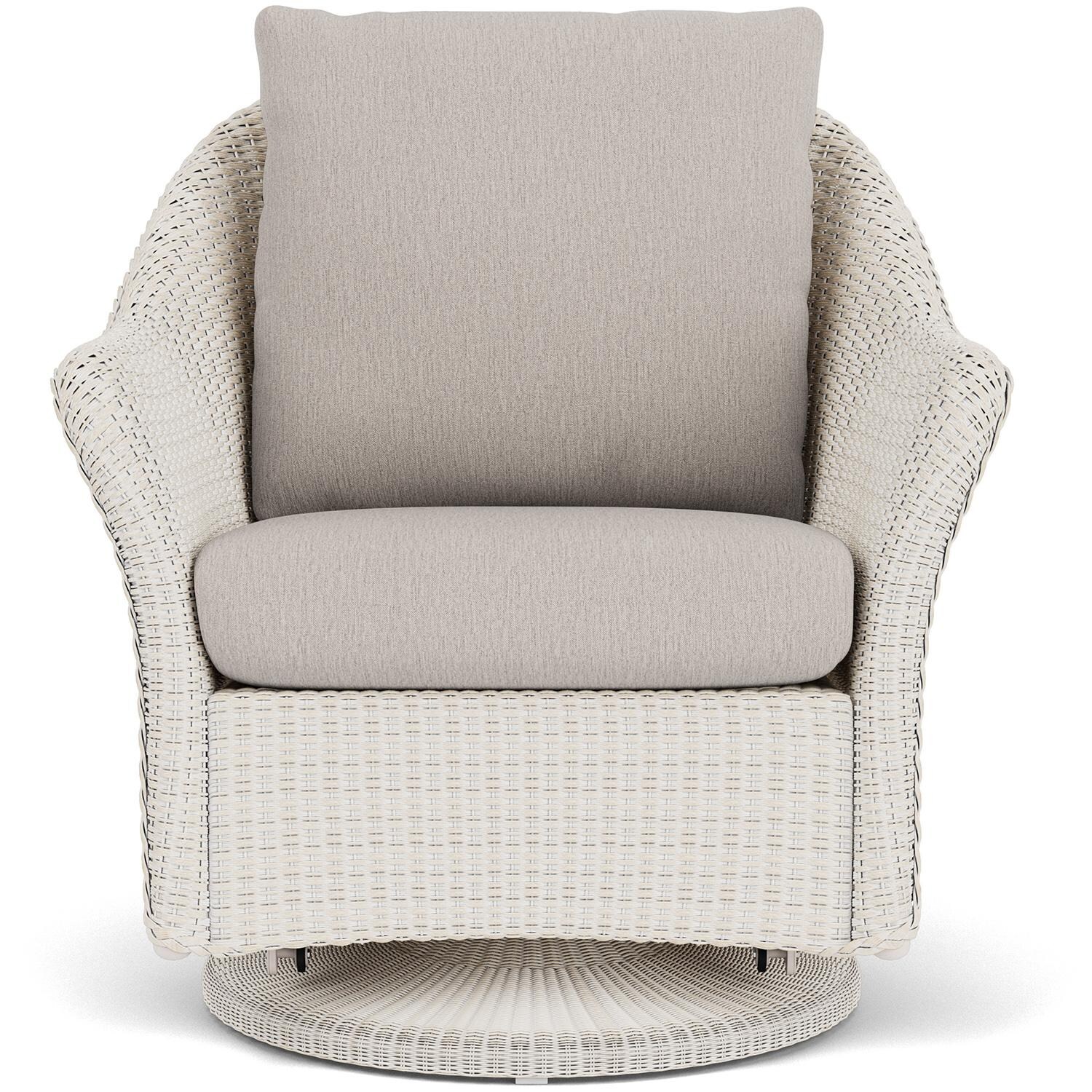 Lloyd Flanders Weekend Retreat Swivel Glider Lounge Chair in Antique White Finish W/ Remy Cloud Fabric thumbnail