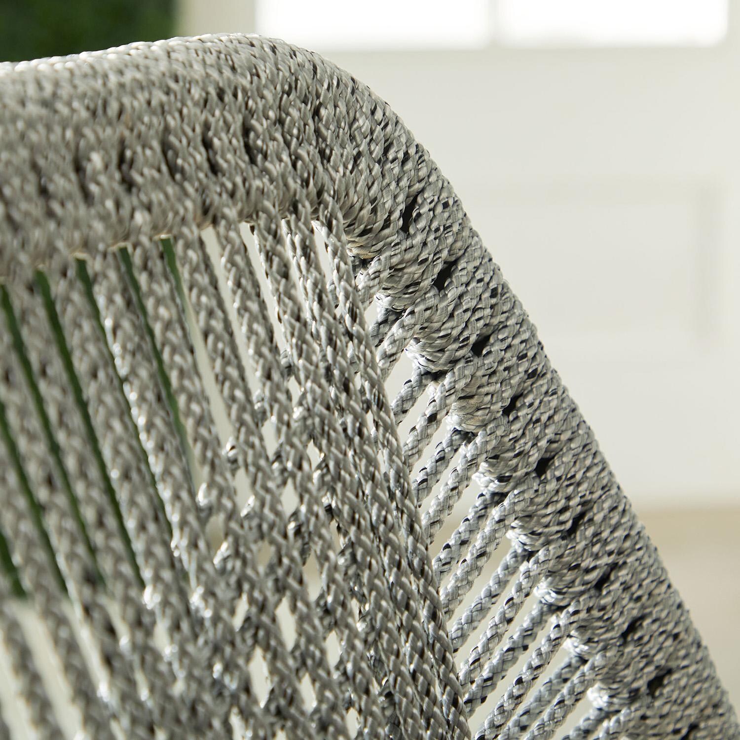 Lakeview Peninsula Way Woven Rope Bar Stool in Platinum - Rope Detail thumbnail