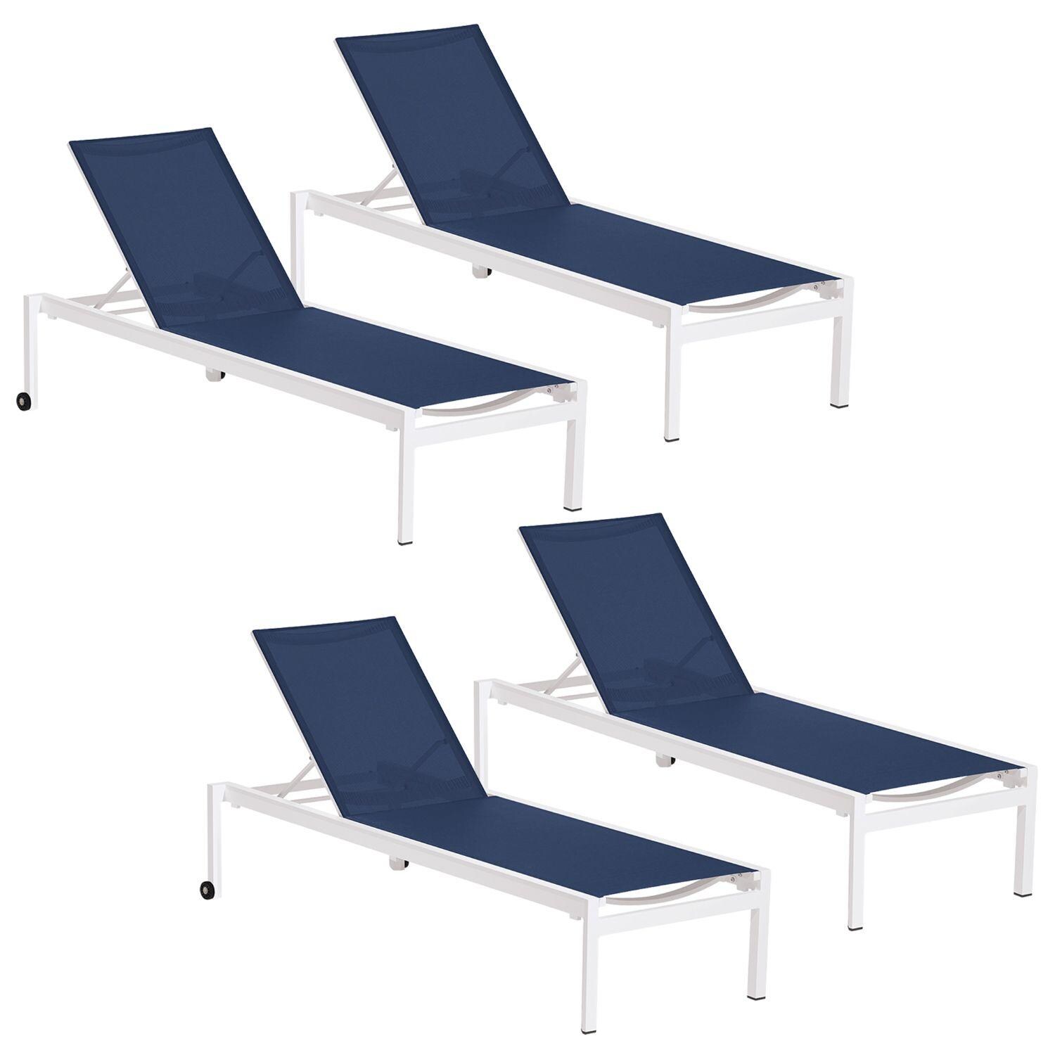 Ven 4 Pc Powder-Coated Aluminum Chaise Lounge Set in Charlk/Ink Pen By Oxford Garden - White Background thumbnail