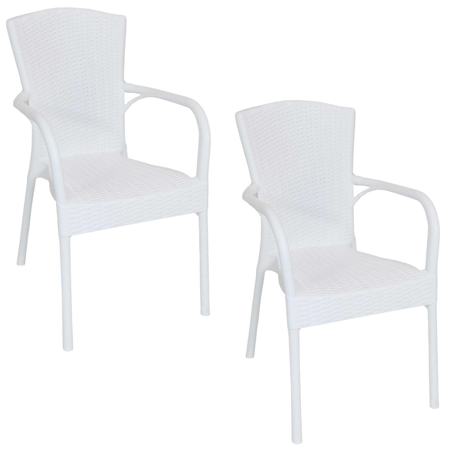 Ultimate Patio 2 Piece Stackable Outdoor Patio Dining Chair Set - Angled View thumbnail