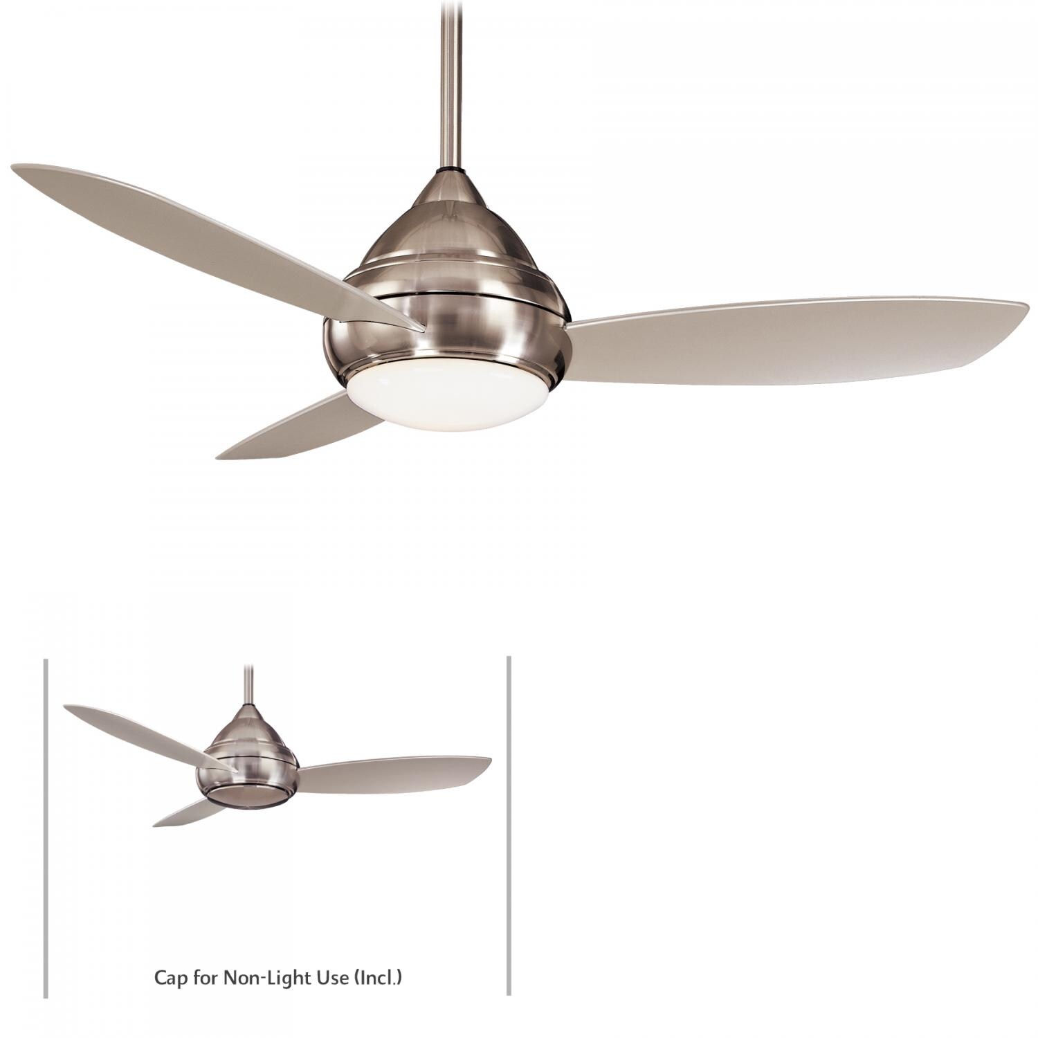 Minka-Aire F476L-BNW Concept I Wet 52-Inch 3-Blade LED Ceiling Fan in Brushed Nickel Wet Finish w/ Silver Blades & White Opal Glass thumbnail