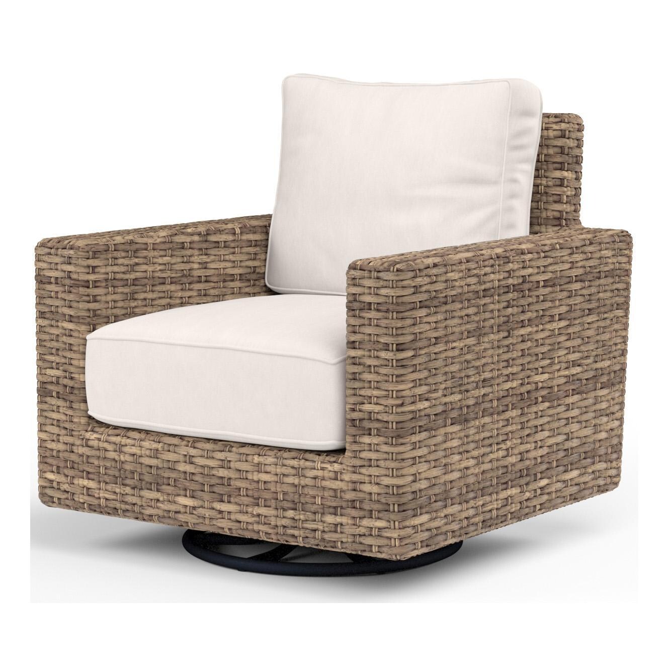 Havana Wicker Swivel Rocker Club Chair in Tobacco/Canvas Natural by Sunset West