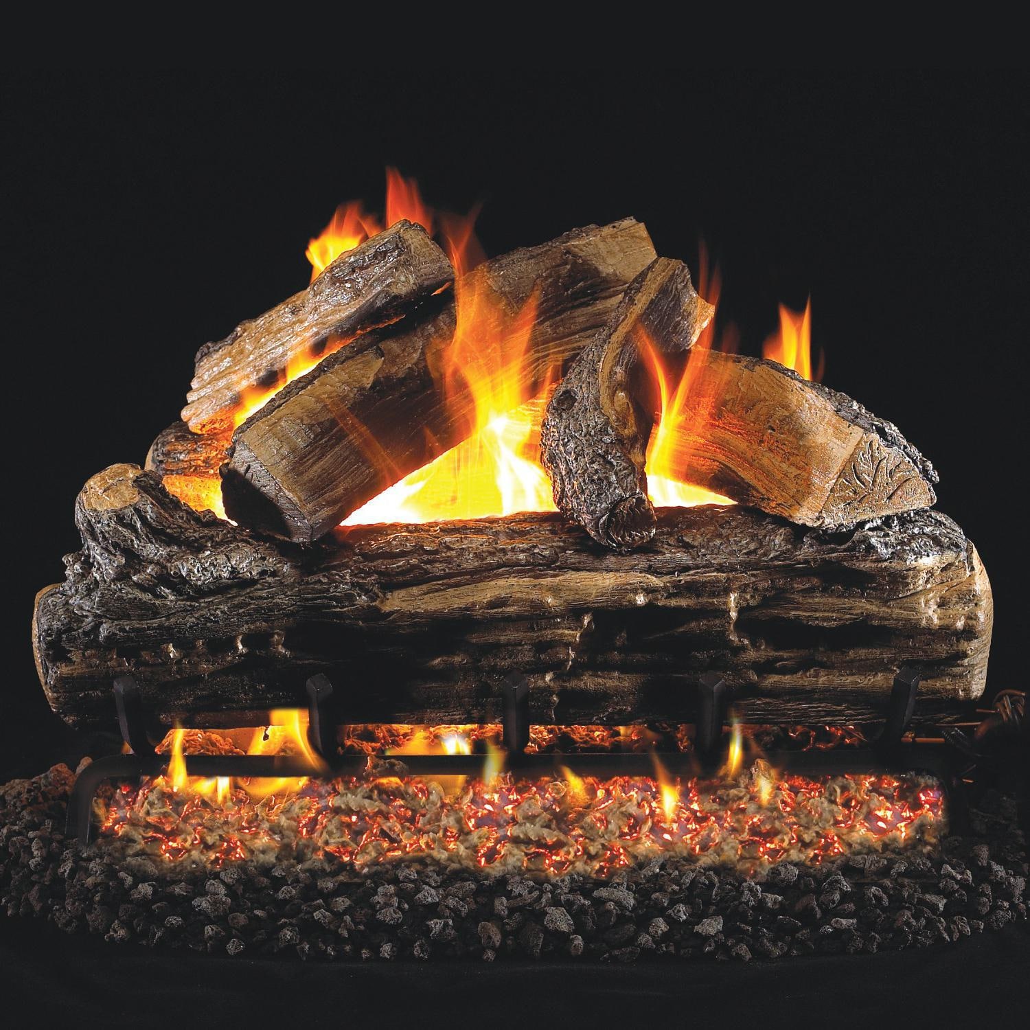 Peterson Real Fyre 18-Inch Split Oak Gas Log Set With Vented Natural Gas ANSI Certified G46 Burner - Electronic On/Off Remote