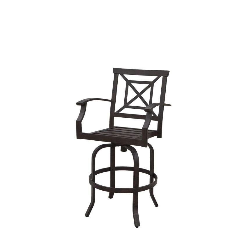 Atlantis Aluminum Swivel Bar Stool Set of 2 w/ Beige Cushions in Walnut By Darlee - Frame Only - White Background thumbnail