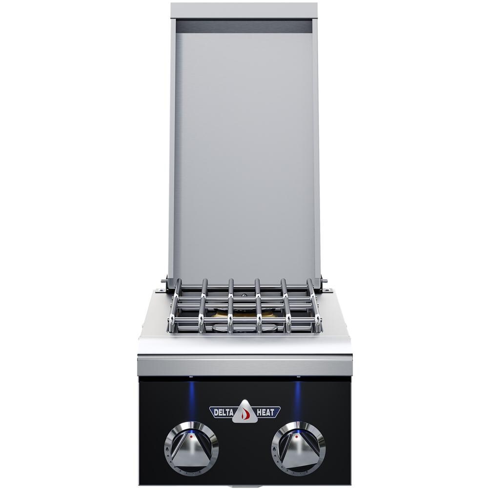 Delta Heat DHSB2-DKL 12-in Built-In Propane Double Side Burner - Black Control Panel - White Background thumbnail