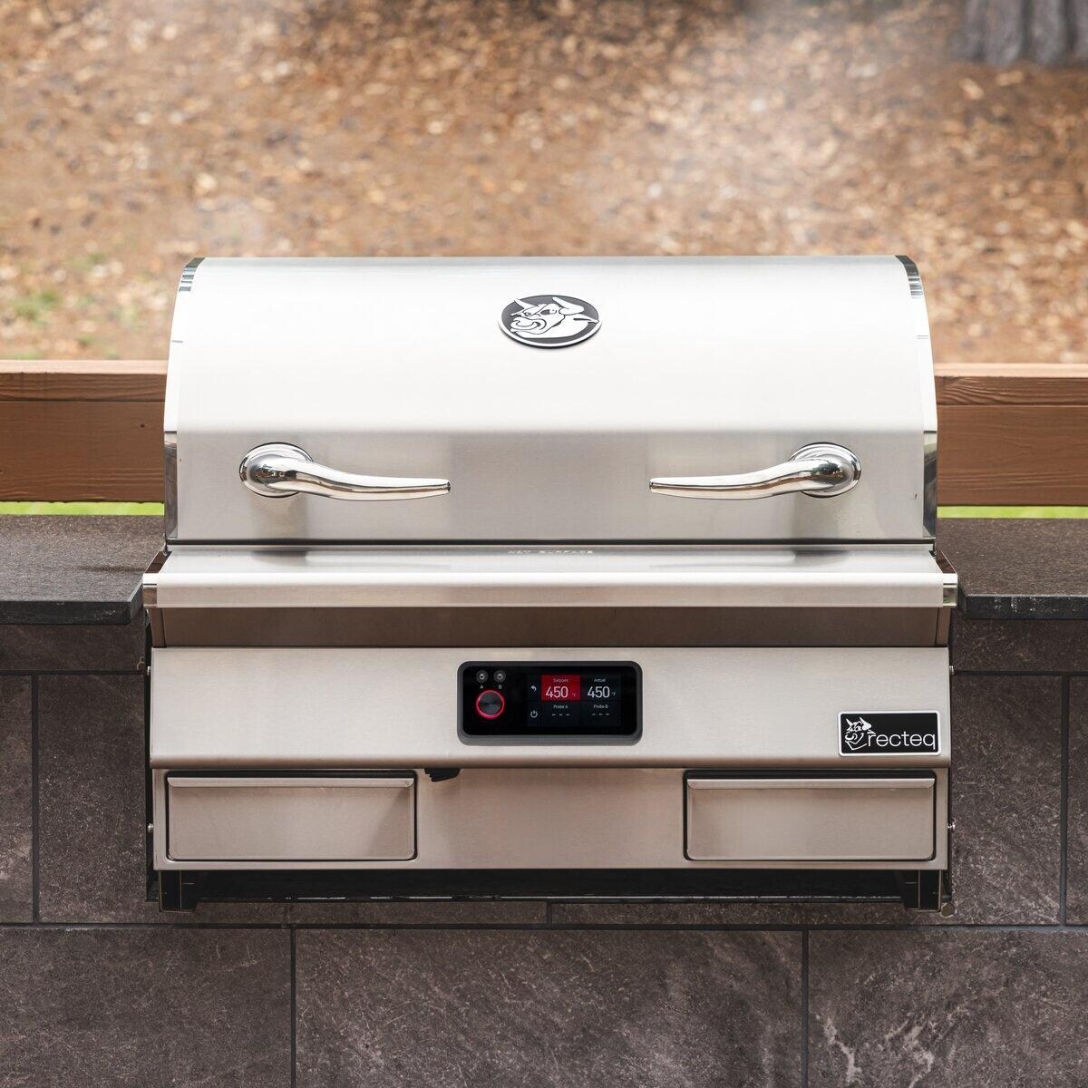 recteq RT-1300ES E-Series 1300 Built-In Wood Pellet Grill - Shown with Outdoor Kitchen Island - Lifestyle thumbnail