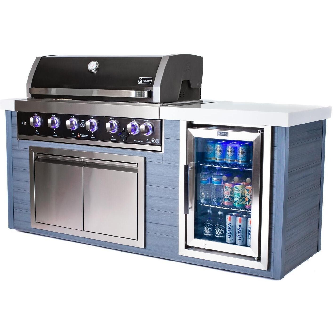 Mont Alpi MA805-AWBSS 6-Burner Black Stainless Steel Art-Wood Natural Gas Island Grill - Angled - White Background thumbnail