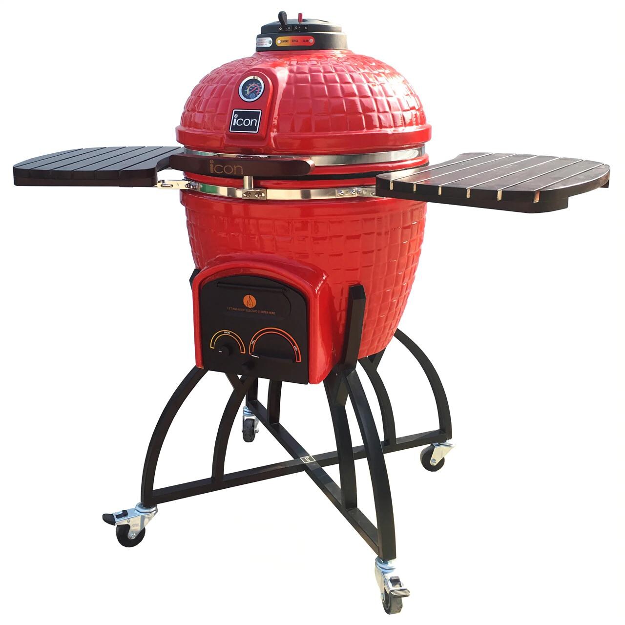 Icon Grills 400 Series 604 Sq. Inch Kamado Grill W/ Oversized Cart - Red - CG401RED