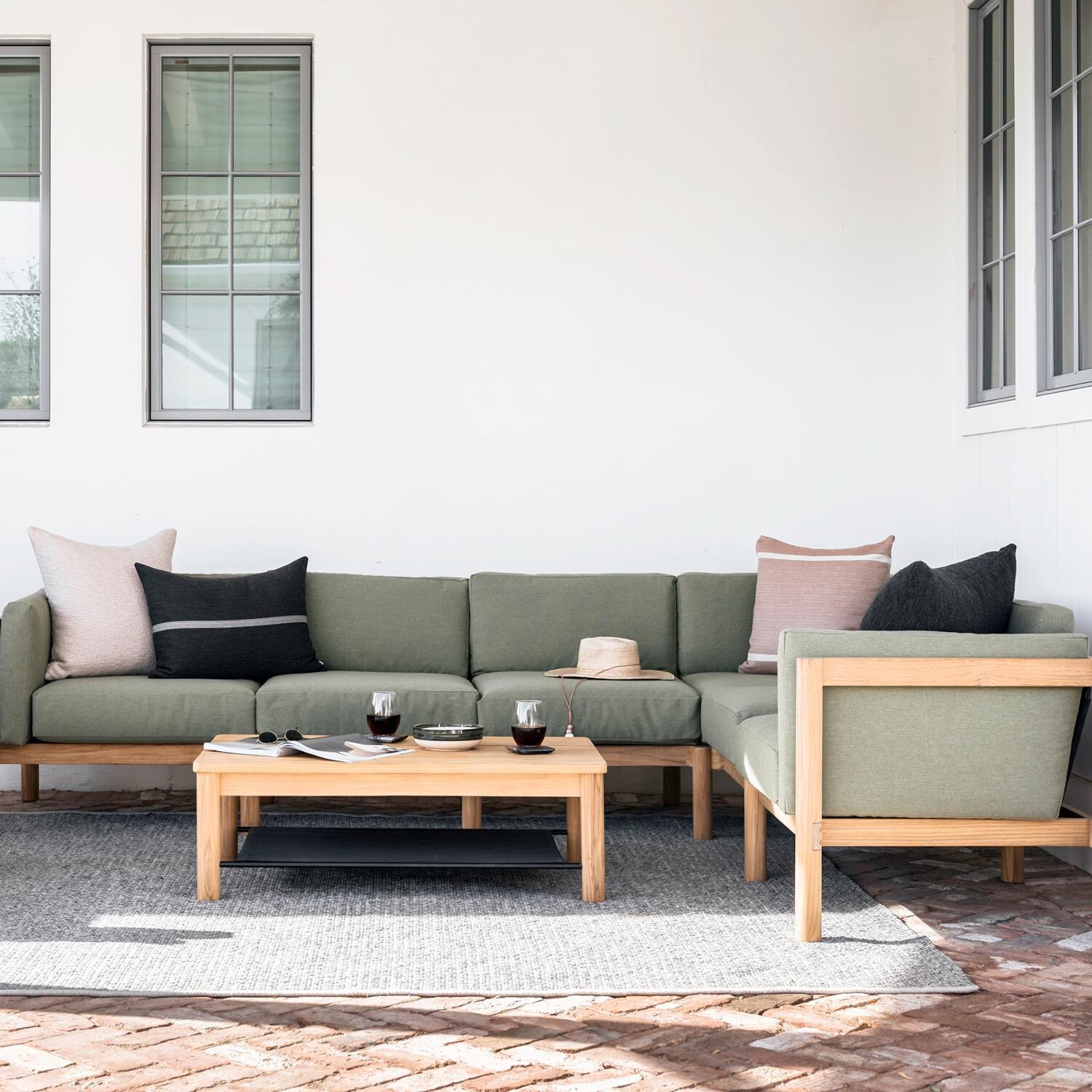 Neighbor SECT1 - LE 6 Piece Sectional W/ Sunbrella Cushion Arms - Table Not included thumbnail