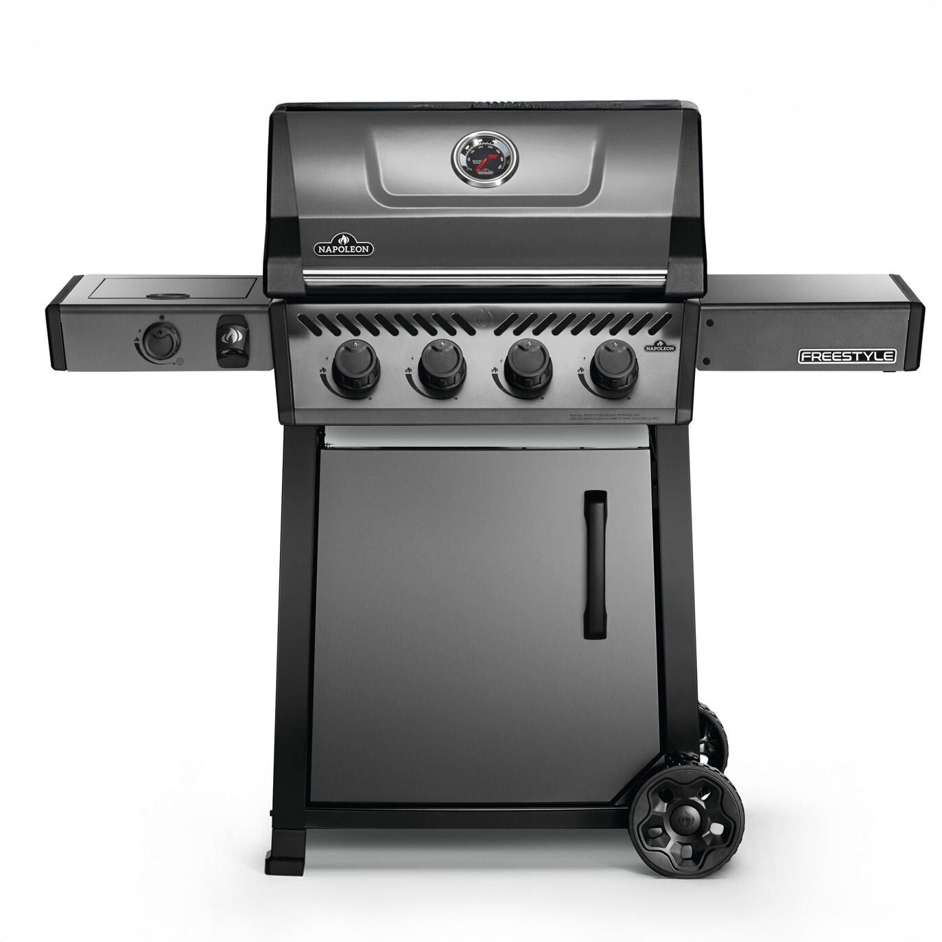 Napoleon F425DSBPGT-ECP Freestyle 425 4 Burner Propane Gas Grill w/ Range Side Burner - Graphite Grey - Grill - White Background thumbnail