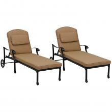 Madison 2 Piece Cast Aluminum Patio Chaise Lounge Set W/ Sesame Polyester Cushions By Darlee