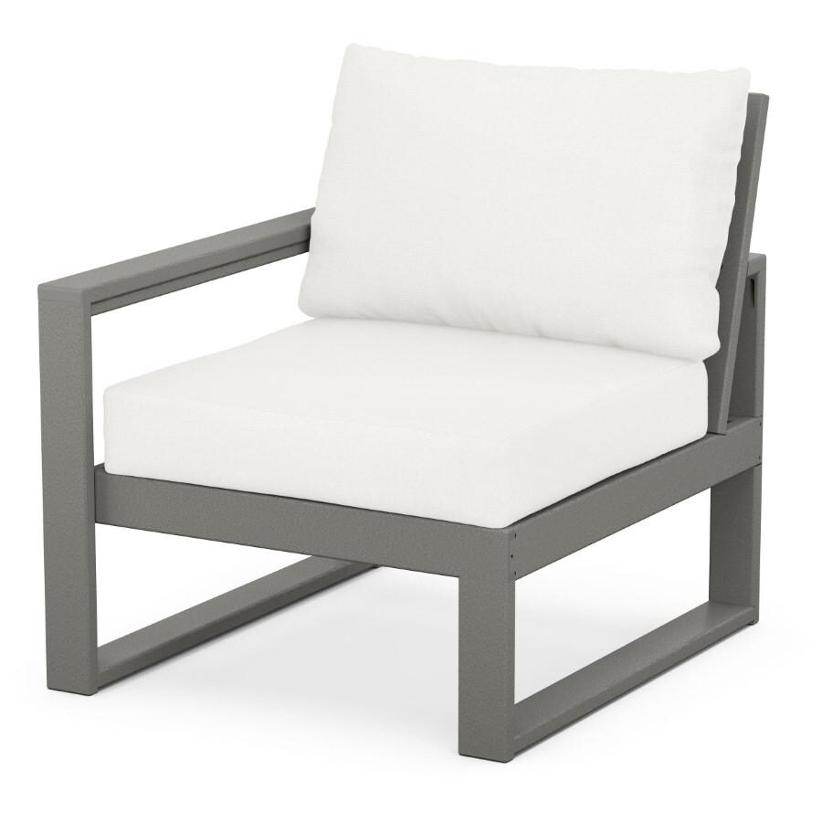 POLYWOOD EDGE 4-Piece Modular Deep Seating Set in Slate Grey / Natural Linen - Left Arm Chair