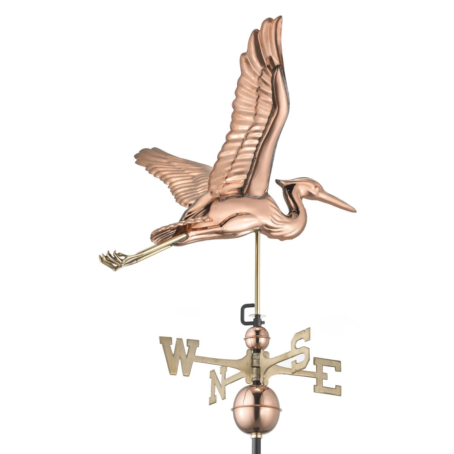Blue Heron Weathervane By Good Directions - Polished Copper