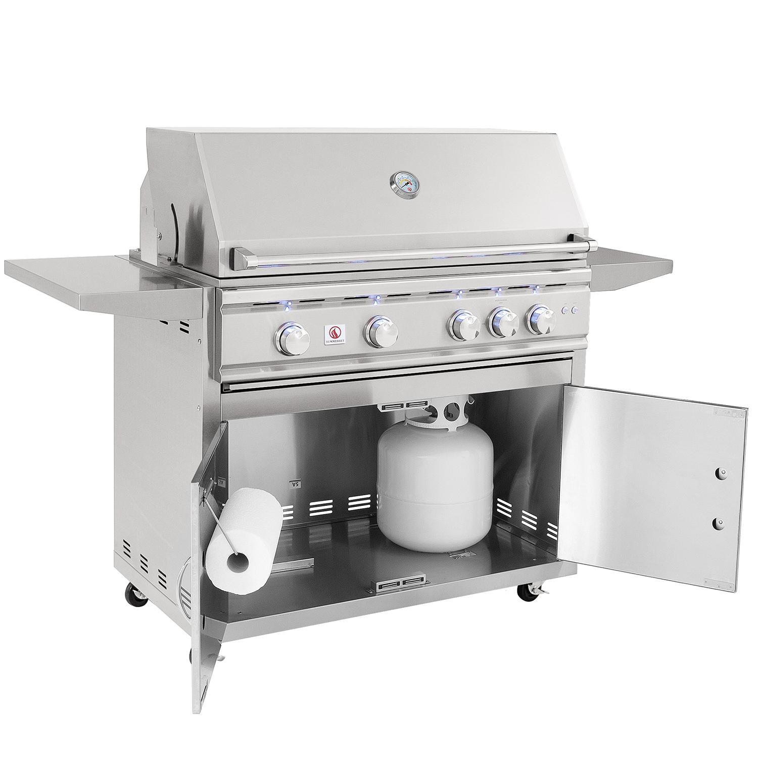 Summerset TRL38-LP TRL 38-Inch 4-Burner Propane Grill With Rotisserie - Doors Open thumbnail