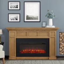 Real Flame 4130E-EO Alcott 74-Inch Electric Fireplace With Mantel - English Oak